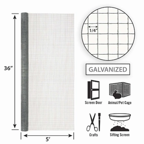 36in x 5ft Galvanized Hardware Cloth with 1/4in Openings