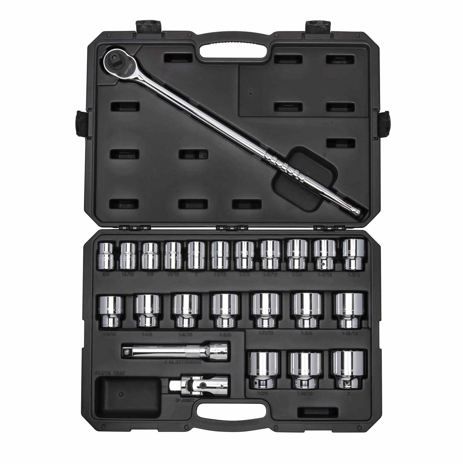 3/4 Inch Drive 6-Point Socket and Ratchet. 24-Piece (3/4-2 in.)
