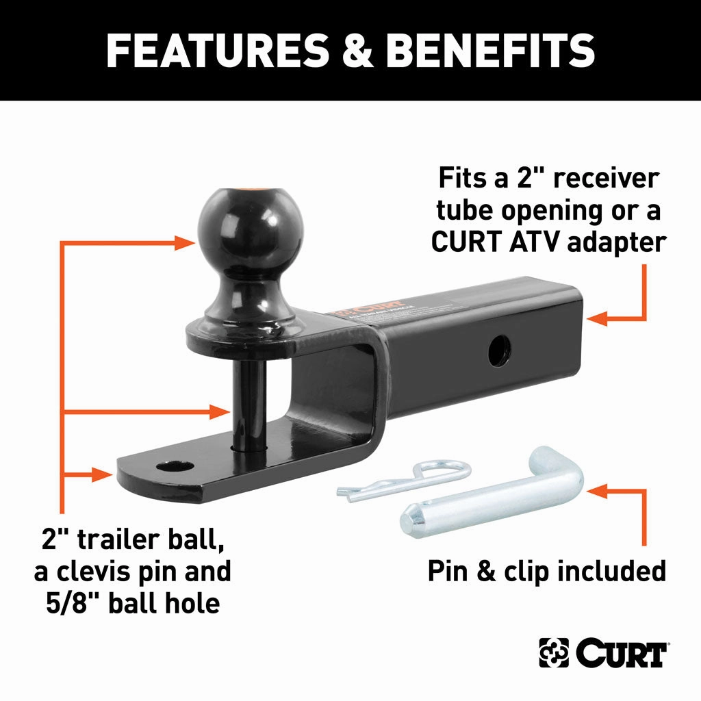 3-In-1 ATV Ball Mount With 2 Inch Shank And 2 Inch Trailer Ball