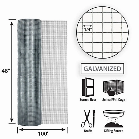 48in x 100ft Galvanized Hardware Cloth with 1/4in Openings