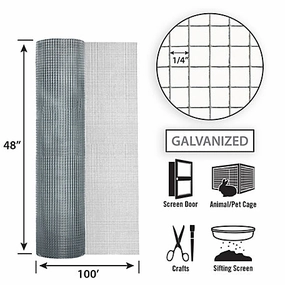 48in x 100ft Galvanized Hardware Cloth with 1/4in Openings