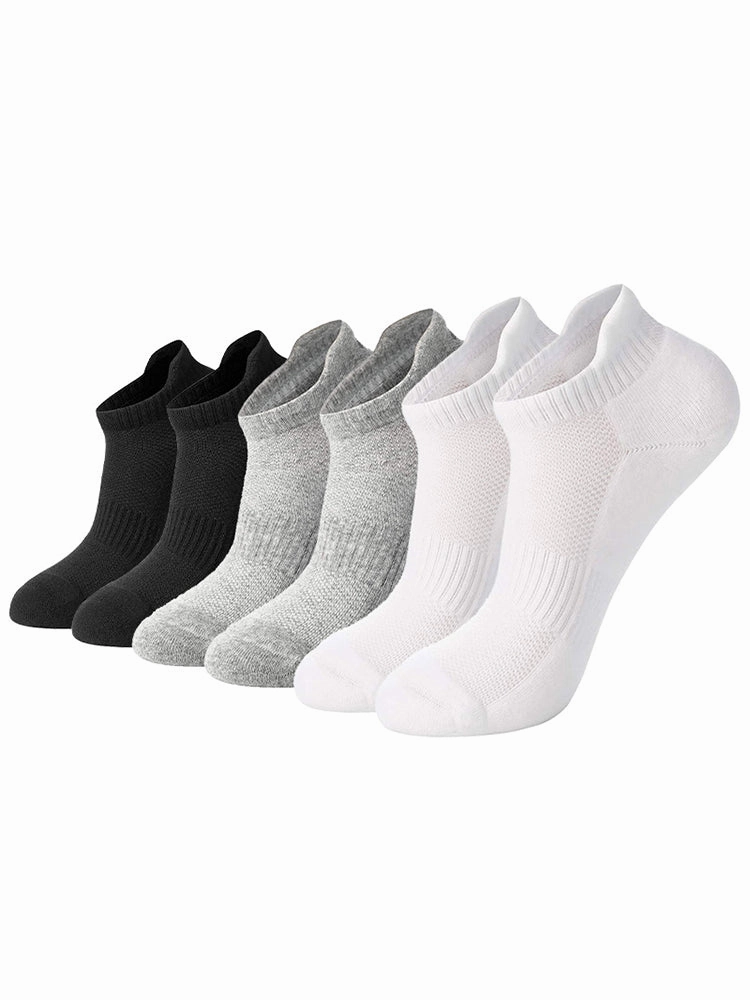 6 Pairs of Solid Color Casual Short Cotton Sports Socks