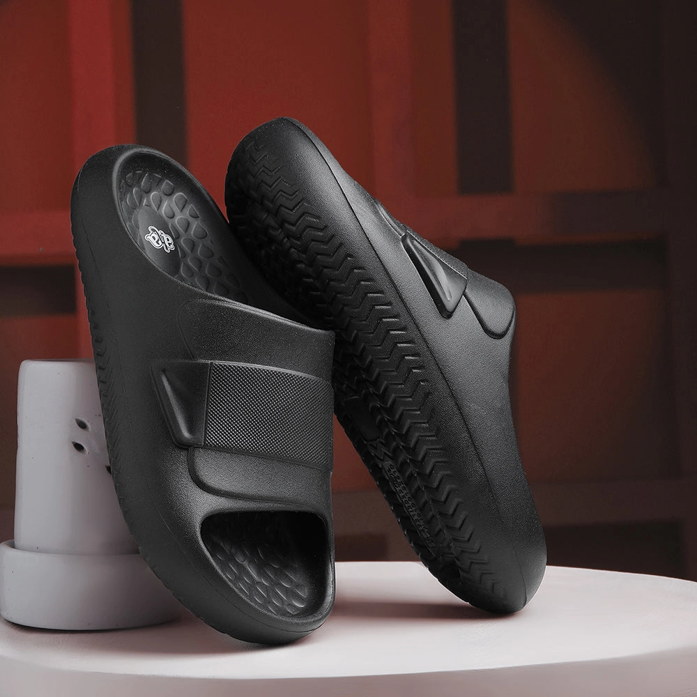 A-HA Black Casual Slides For Men DREAMWALKM By Liberty