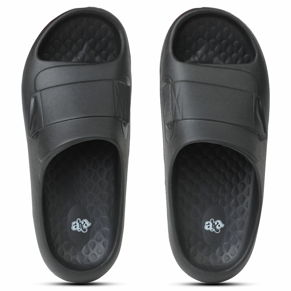 A-HA Black Casual Slides For Men DREAMWALKM By Liberty