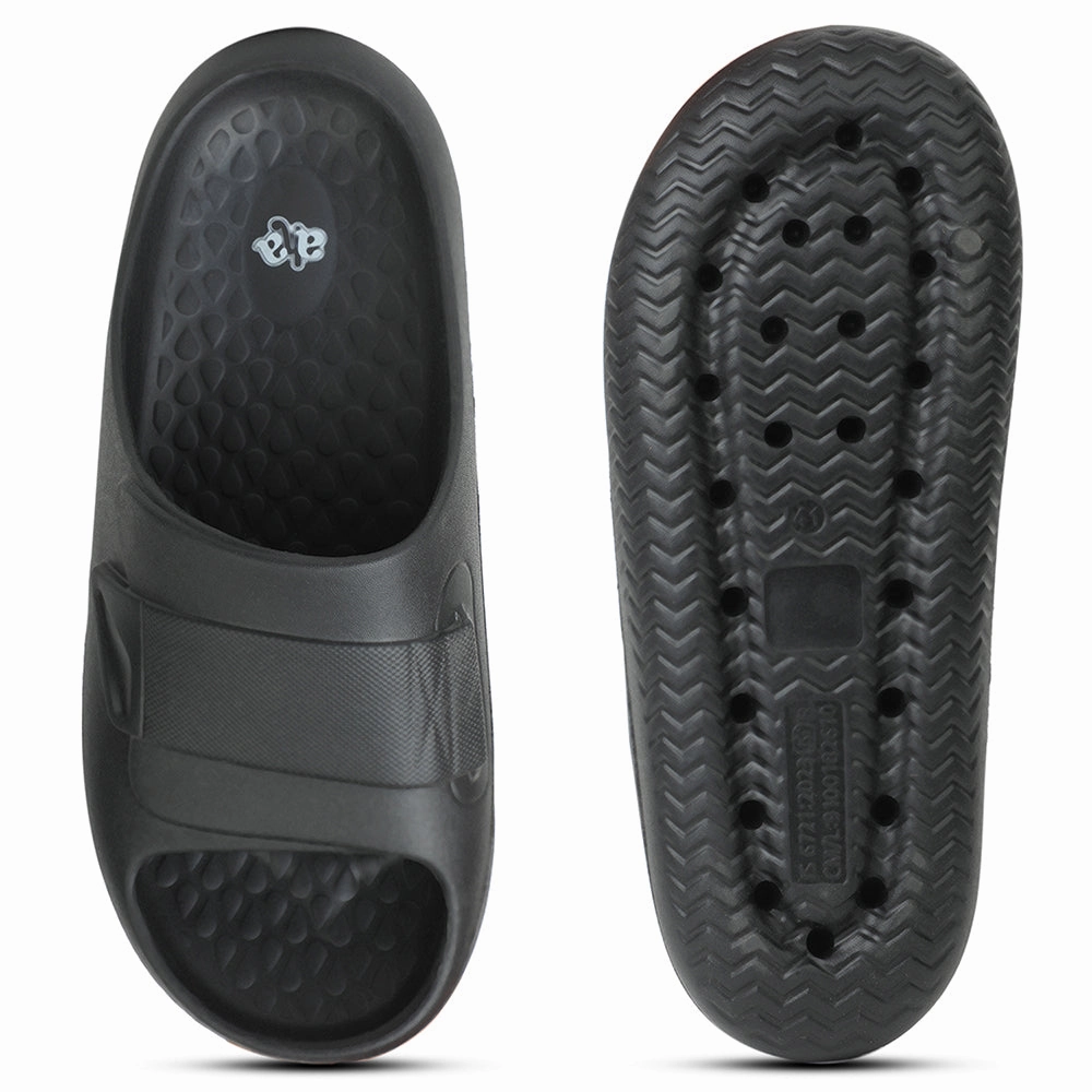 A-HA Black Casual Slides For Men DREAMWALKM By Liberty