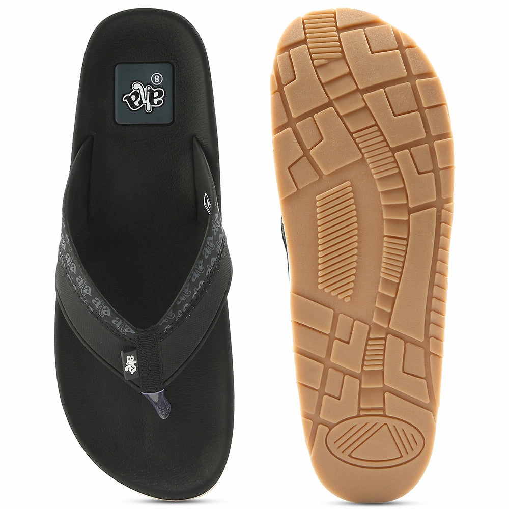 A-HA Casual Black Flip Flops For Men ANCO-03 By Liberty