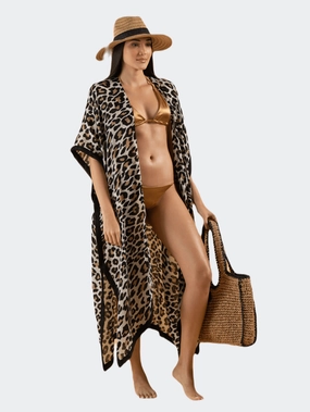 Amelie Kimono Women Beach Shirt Black