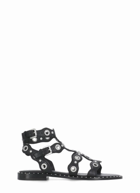 Black Leather Pop Up Sandals