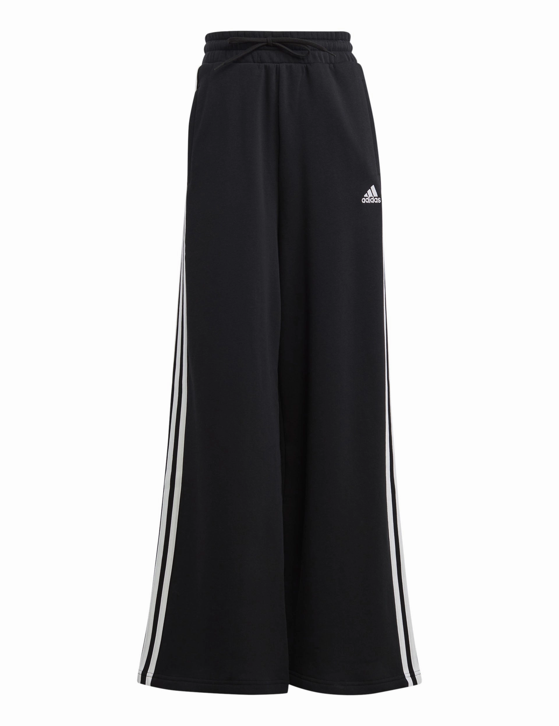 Essentials 3-Stripes French Terry Wide Joggers - Black/White