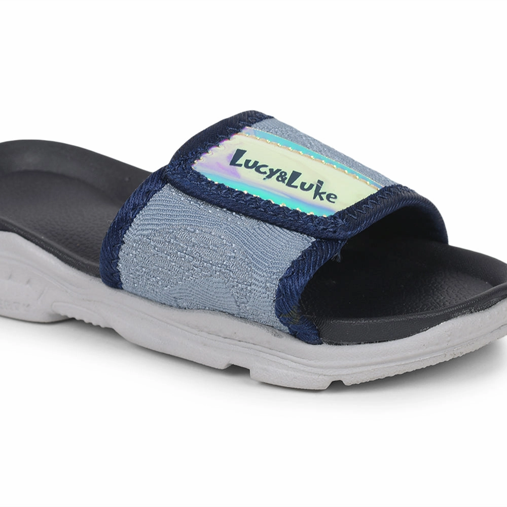 Lucy & Luke Casual Blue Slides For Kids RICKY-18 By Liberty