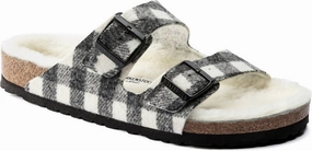 Men's Arizona Wool Shearling Sandal In Plaid White/natural