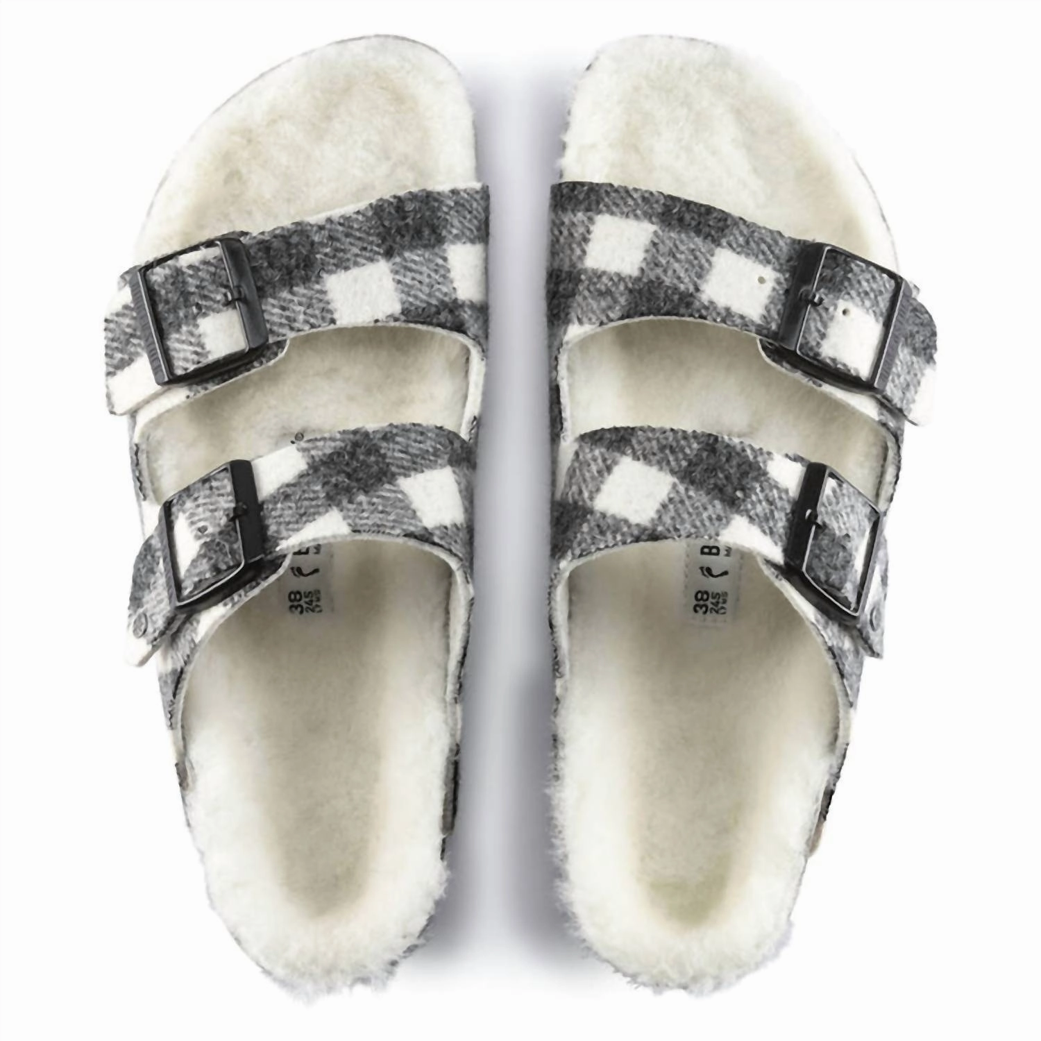 Men's Arizona Wool Shearling Sandal In Plaid White/natural