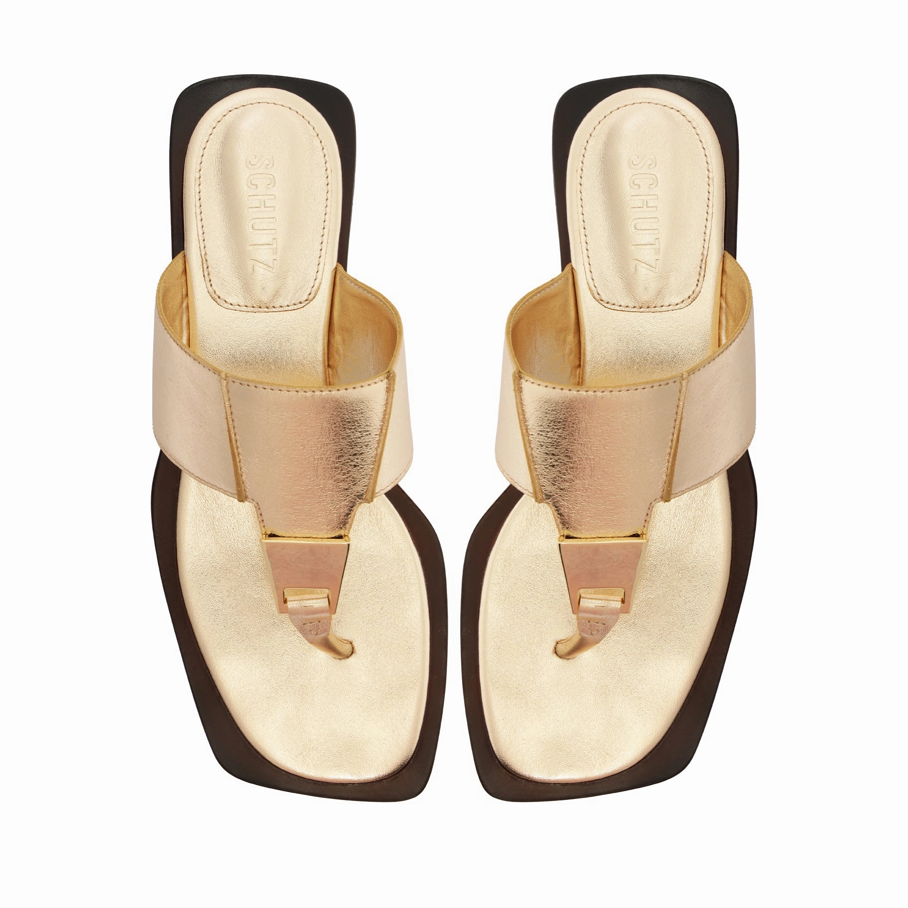 Salma Metallic Leather Flat Sandal