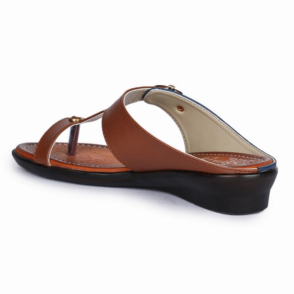 Senorita Ethnic Tan Toe Ring Slippers For Women D1-06 By Liberty
